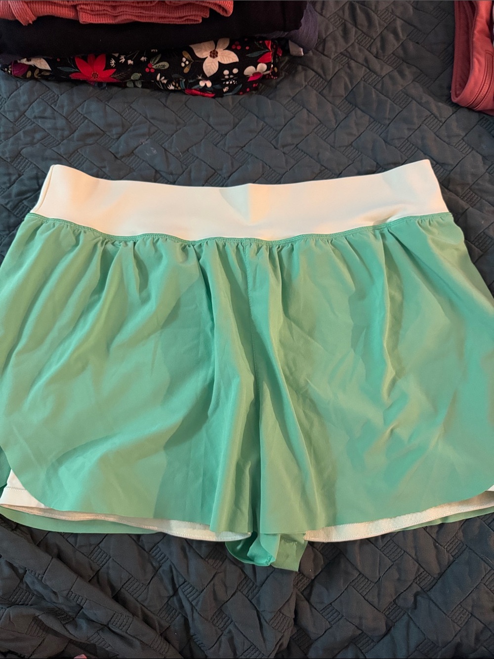 Athleta Mint Green Athletic Shorts with White Waistband